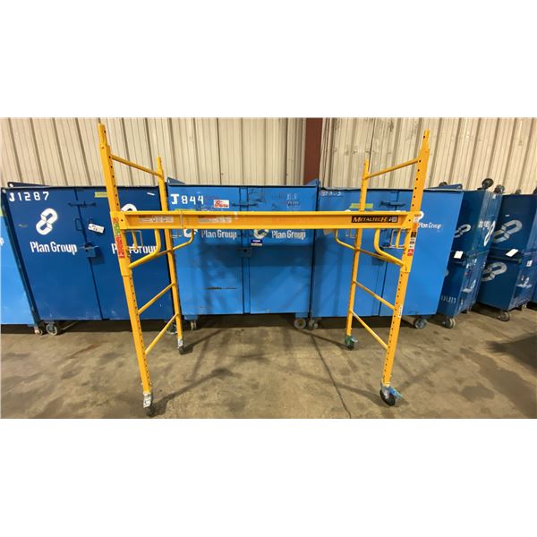 METALTECH YELLOW 6' MOBILE ADJUSTABLE HEIGHT DRYWALLER'S SCAFFOLDING WITH 1,000 LB LOAD CAPACITY