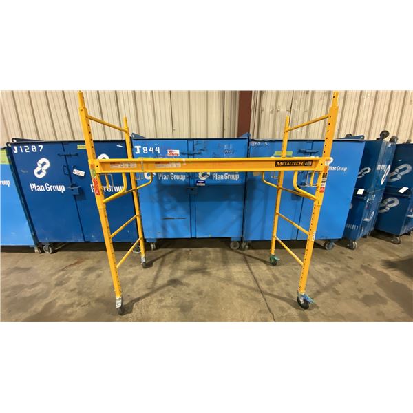 METALTECH YELLOW 6' MOBILE ADJUSTABLE HEIGHT DRYWALLER'S SCAFFOLDING WITH 1,000 LB LOAD CAPACITY