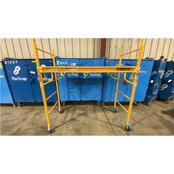 METALTECH YELLOW 6' MOBILE ADJUSTABLE HEIGHT DRYWALLER'S SCAFFOLDING WITH 1,000 LB LOAD CAPACITY