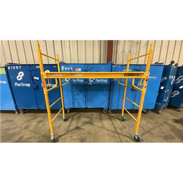 METALTECH YELLOW 6' MOBILE ADJUSTABLE HEIGHT DRYWALLER'S SCAFFOLDING WITH 1,000 LB LOAD CAPACITY