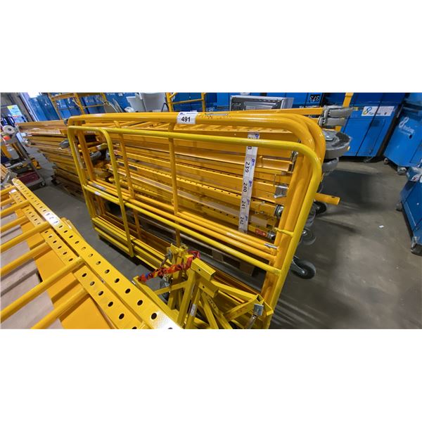 YELLOW SCAFFOLDING SAFETY RAILINGS & ANTI TIP LEGS