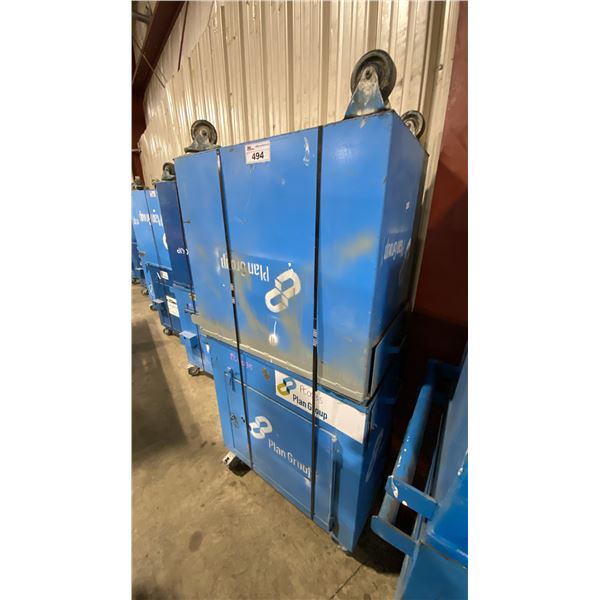 2 BLUE METAL SINGLE DOOR SINGLE DRAWER HEAVY DUTY MOBILE TOOL STORAGE CHEST