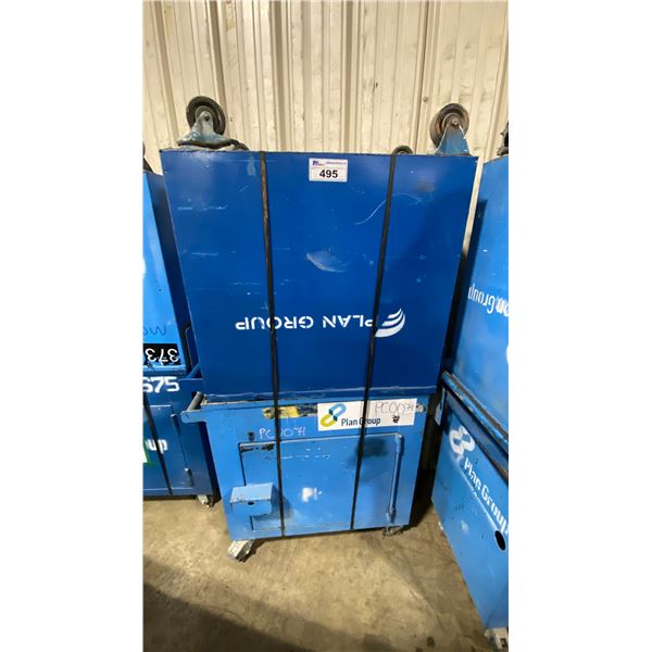 2 BLUE METAL SINGLE DOOR SINGLE DRAWER HEAVY DUTY MOBILE TOOL STORAGE CHEST