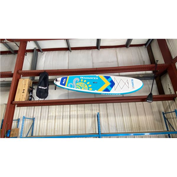 SEAMAX SEADANCER 108 BLUE 10'8" INFLATABLE STAND UP RIGID PADDLE BOARD WITH BACKPACK, COLLAPSIBLE