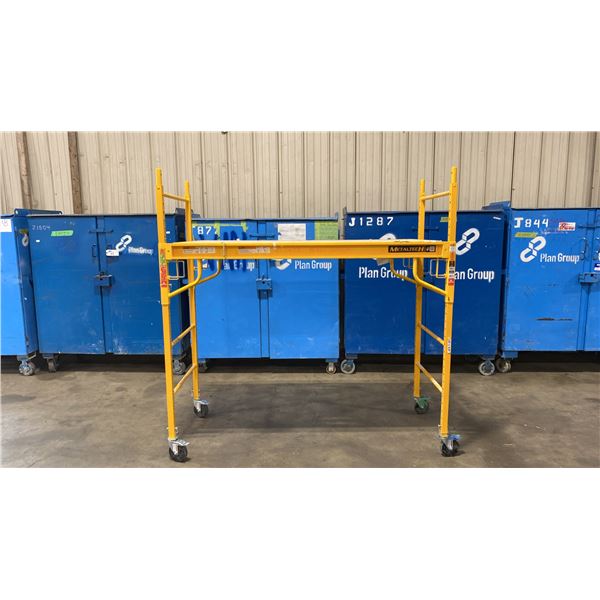 METALTECH YELLOW 6' MOBILE ADJUSTABLE HEIGHT DRYWALLER'S SCAFFOLDING WITH 1,000 LB LOAD CAPACITY