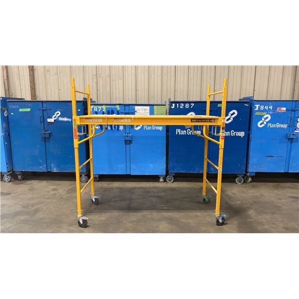 METALTECH YELLOW 6' MOBILE ADJUSTABLE HEIGHT DRYWALLER'S SCAFFOLDING WITH 1,000 LB LOAD CAPACITY