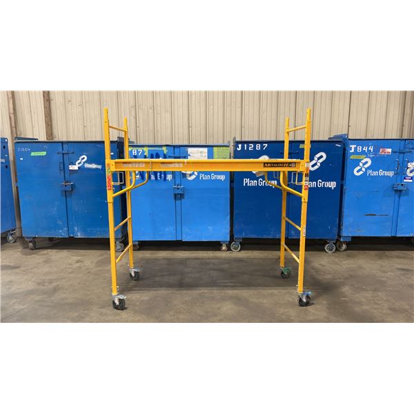 METALTECH YELLOW 6' MOBILE ADJUSTABLE HEIGHT DRYWALLER'S SCAFFOLDING WITH 1,000 LB LOAD CAPACITY