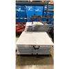 Image 1 : PALLET OF 4 PLASTIC FOLDING TABLES & APPROX 11 WHITE METAL FRAMED FOLDING CHAIRS