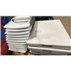 Image 2 : PALLET OF 4 PLASTIC FOLDING TABLES & APPROX 11 WHITE METAL FRAMED FOLDING CHAIRS