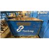 Image 1 : BLUE METAL FRAME WOODEN MOBILE STORAGE BIN APPROX 50"L X 31"D X 42"H