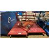 Image 2 : PAIR OF RED METAL 48" X 30" PLATFORM CARTS WITH HANDLES & 1 SMALL RED METAL PLATFORM CART WITHOUT