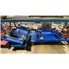 Image 1 : 5 ASSORTED SIZED BLUE METAL PLATFORM CARTS *NO HANDLES*