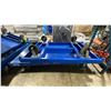 Image 4 : 5 ASSORTED SIZED BLUE METAL PLATFORM CARTS *NO HANDLES*