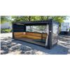 Image 1 : 20' BLACK TRANSPORT CONTAINER CONVERTED TO OPEN SIDE PARKLET PATIO STYLE SEATING AREA WITH CLEAR