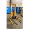 Image 1 : ULINE H-5439, 2200LB CAPACITY SEMI-ELECTRIC STRADDLE STACKER WITH 63" LIFTING HEIGHT, SINGLE MAST,