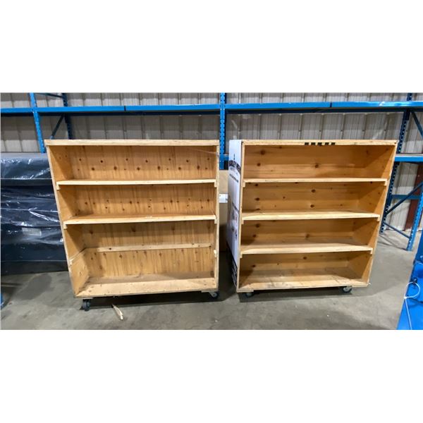 WOODEN MOBILE MULTI TIER CARTS APPROX 48"L X 24"D X 55.5"H
