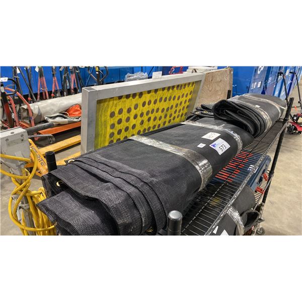 2 LARGE HEAVY DUTY BLACK INDUSTRIAL CARGO NETTING - 5' X 25' & 9' X 23'