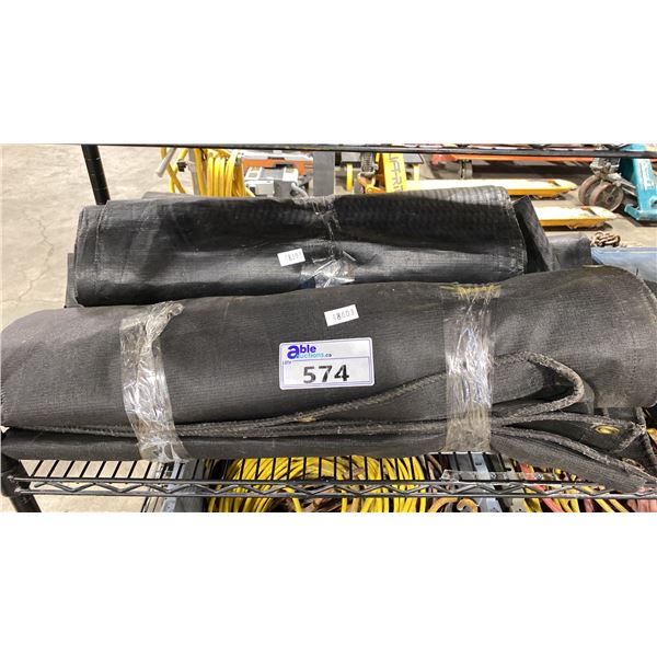 3 ASSORTED SIZED HEAVY DUTY BLACK INDUSTRIAL CARGO NETTING