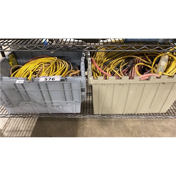 2 BINS OF ASSORTED EXTENSION CORDS *BINS INCLUDED*
