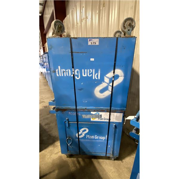 2 BLUE METAL SINGLE DOOR SINGLE DRAWER HEAVY DUTY MOBILE TOOL STORAGE CHEST