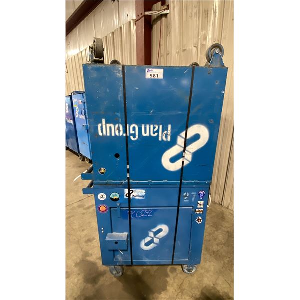 2 BLUE METAL SINGLE DOOR SINGLE DRAWER HEAVY DUTY MOBILE TOOL STORAGE CHEST