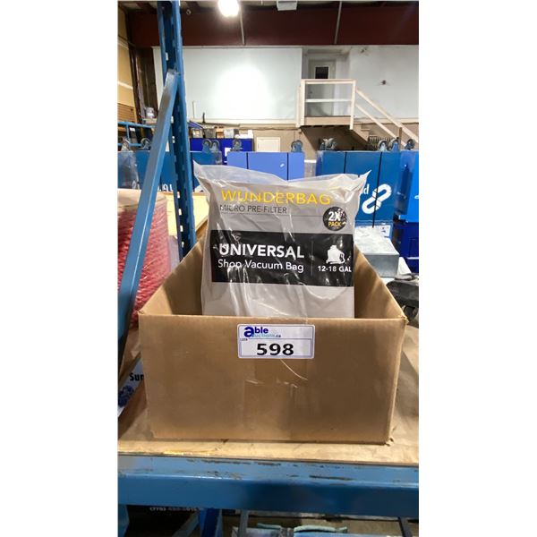 BOX OF WUNDERBAG 12-18GAL UNIVERSAL SHOP VACUUM BAGS