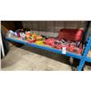Image 1 : SHELF OF ASSORTED LARGE TOOLS, CAUTION TAPE, DUCT TAPE, FACE SHIELDS, PROTECTIVE CLOTHING, &