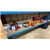 Image 2 : SHELF OF ASSORTED LARGE TOOLS, CAUTION TAPE, DUCT TAPE, FACE SHIELDS, PROTECTIVE CLOTHING, &