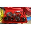 Image 4 : SHELF OF ASSORTED LARGE TOOLS, CAUTION TAPE, DUCT TAPE, FACE SHIELDS, PROTECTIVE CLOTHING, &