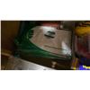 Image 9 : SHELF OF ASSORTED LARGE TOOLS, CAUTION TAPE, DUCT TAPE, FACE SHIELDS, PROTECTIVE CLOTHING, &