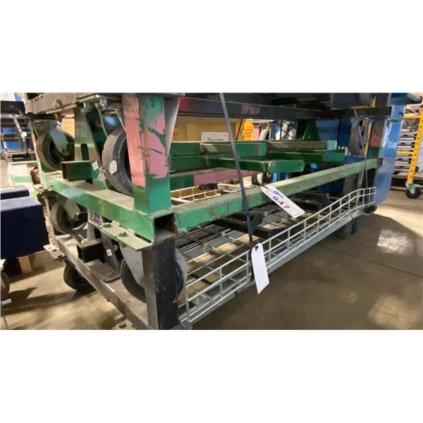 MACK RACK I 1000 LBS CAPACITY GREEN FOLDING MOBILE INDUSTRIAL WIRE / PRODUCT RACK