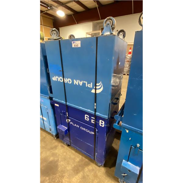 2 BLUE METAL SINGLE DOOR SINGLE DRAWER HEAVY DUTY MOBILE TOOL STORAGE CHEST