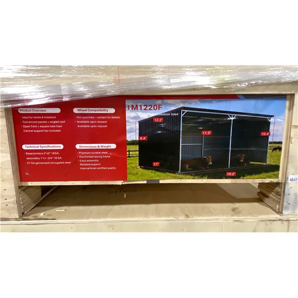 SDLANCH SDLGM1220F HEAVY DUTY GALVANIZED CORRUGATED BLACK METAL LIVESTOCK SHELTER WITH