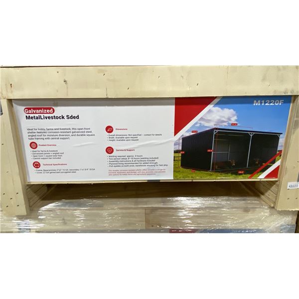SDLANCH SDLGM1220F HEAVY DUTY GALVANIZED CORRUGATED BLACK METAL LIVESTOCK SHELTER WITH