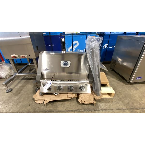 NAPOLEON PRESTIGE STAINLESS STEEL 4 BURNER PROPANE OUTDOOR GRILL *NEW, MISSING SIDE PANELS TO