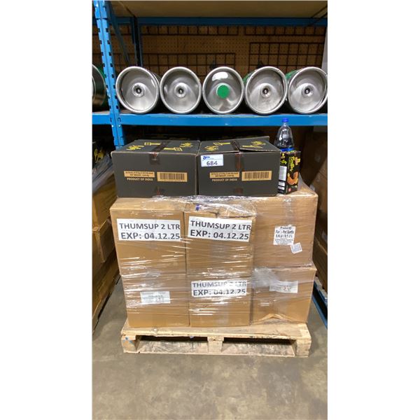 PALLET OF THUMBS UP 2 LITER BOTTLES OF POP & ASSORTED FOOD ITEMS *MUST TAKE ALL*