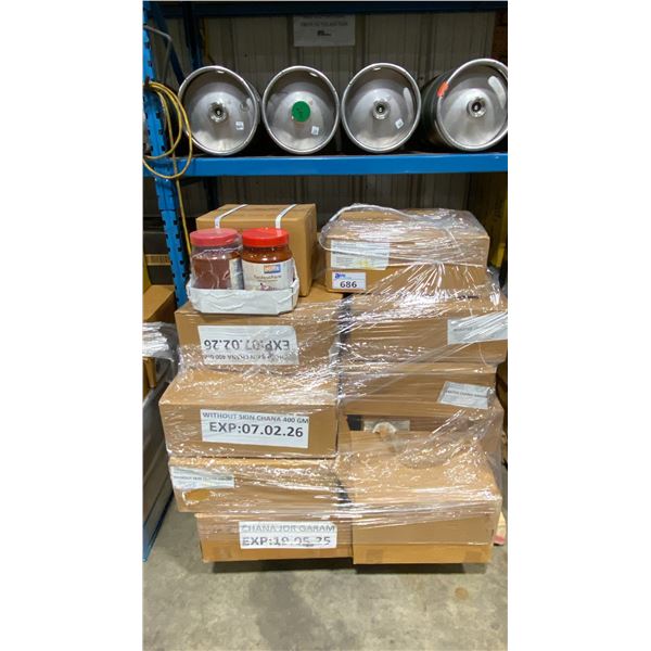PALLET OF WITHOUT SKIN CHANA & ASSORTED FOOD ITEMS *MUST TAKE ALL*