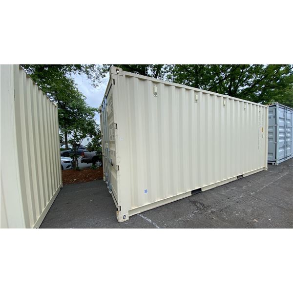 BEIGE 20' 67,200 LB MAX CAPACITY INDUSTRIAL TRANSPORT CONTAINER WITH DUAL SWING REAR DOORS