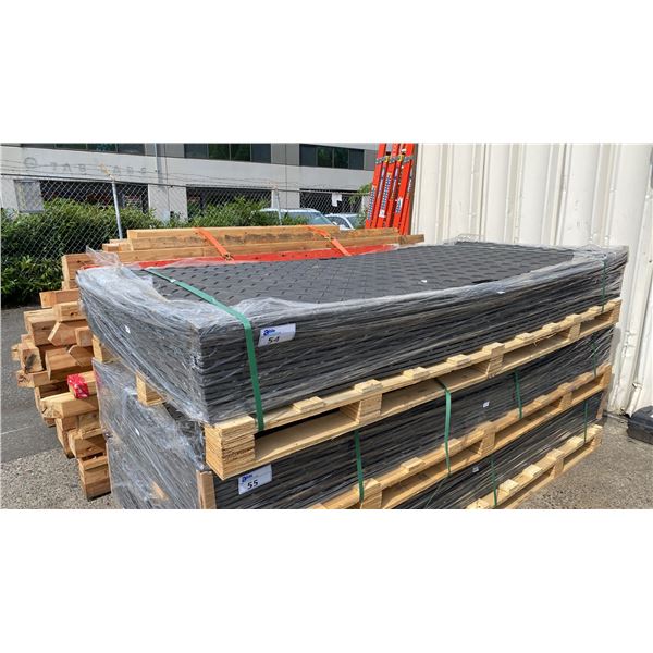 PALLET OF 15 BLACK INDUSTRIAL 4'W X 8'L HIGH-DENSITY POLYETHYLENE GROUND PROTECTION MATS &