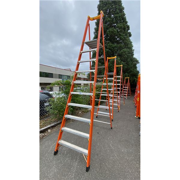 ALLRIGHT 10' ORANGE CARBON FIBER INDUSTRIAL PLATFORM LADDER