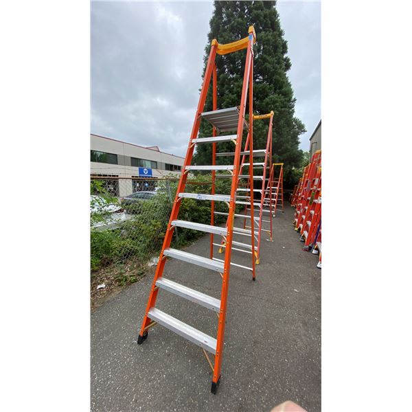 ALLRIGHT 8' ORANGE CARBON FIBER INDUSTRIAL PLATFORM LADDER