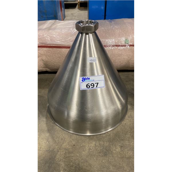 STAINLESS STEEL 16" DIAMETER COMMERCIAL CONE FEEDER HOPPER