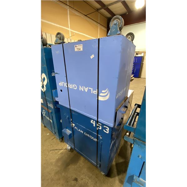 2 BLUE METAL SINGLE DOOR SINGLE DRAWER HEAVY DUTY MOBILE TOOL STORAGE CHEST