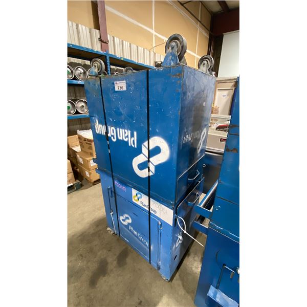 2 BLUE METAL SINGLE DOOR SINGLE DRAWER HEAVY DUTY MOBILE TOOL STORAGE CHEST