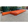 Image 4 : RACKSTEEL PALLET RACKING WITH (9)- 8 FT GREEN UPRIGHTS, (10)- 8 FT ORANGE SIDE RAILS, (2)- 12 FT
