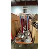 Image 1 : 9 SILVER SANCTION POSTS WITH 8 RED VELVET ROPES *CART NOT INCLUDED*