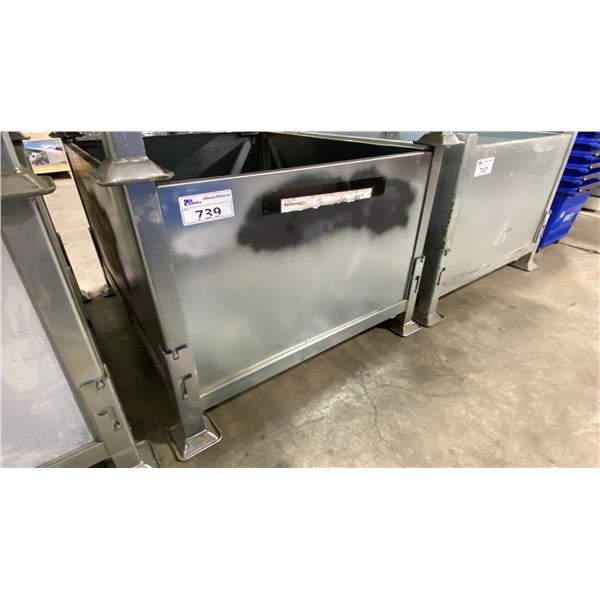 METAL STACKABLE FOLD DOWN PALLET BIN APPROX 40" X 34" X 26"H