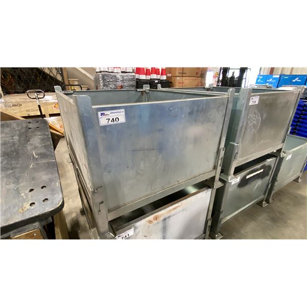 METAL STACKABLE FOLD DOWN PALLET BIN APPROX 40" X 34" X 26"H