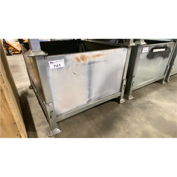 METAL STACKABLE FOLD DOWN PALLET BIN APPROX 40" X 34" X 26"H