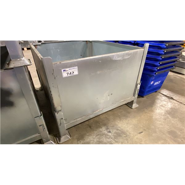 METAL STACKABLE FOLD DOWN PALLET BIN APPROX 40" X 34" X 26"H
